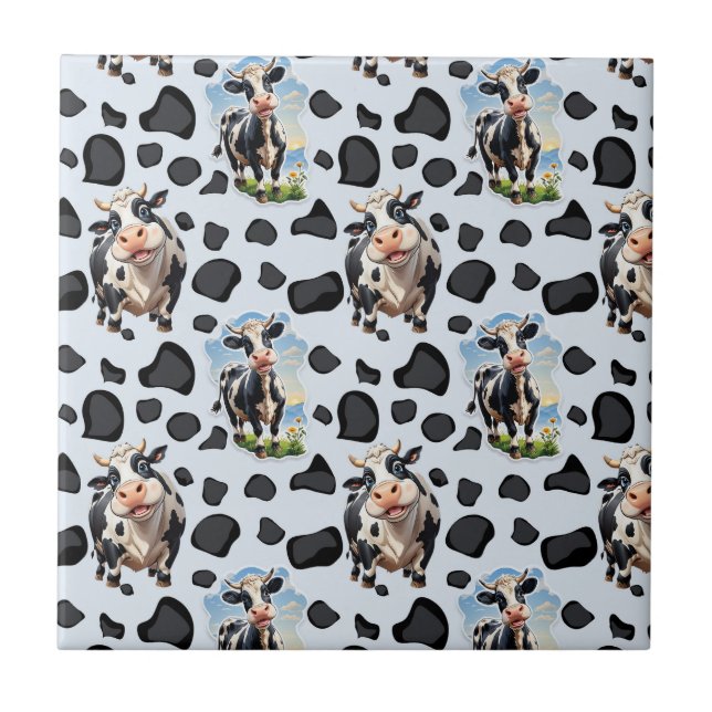 Cow Animal Pattern Design  Ceramic Tile (Front)