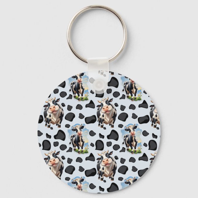 Cow Animal Pattern Design  Keychain (Front)