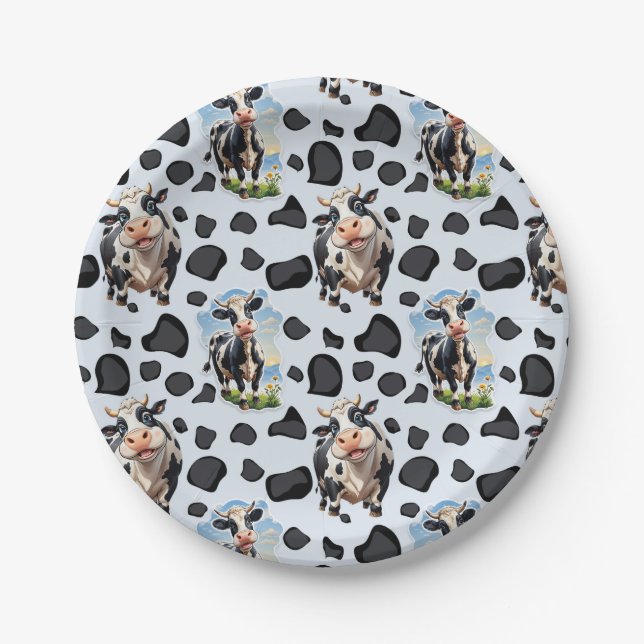 Cow Animal Pattern Design  Paper Plates (Front)