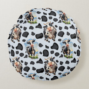 Cow Animal Pattern Design Round Pillow