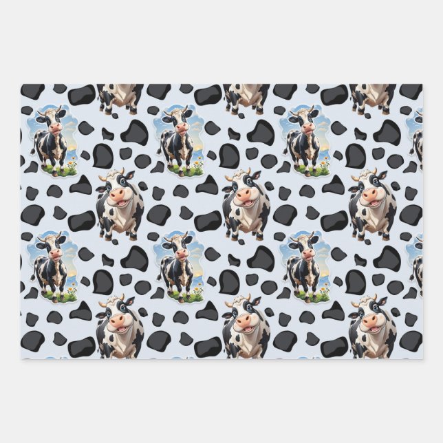 Cow Animal Pattern Design  Wrapping Paper Sheets (Front)
