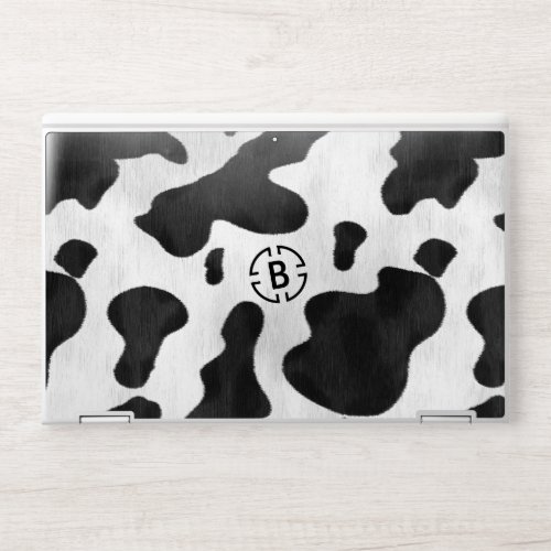 Cow Animal Print Black White Pattern with Monogram HP Laptop Skin
