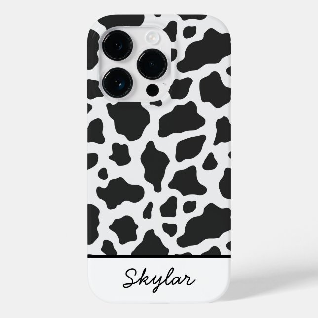 Cow Animal Print Custom Cursive Name Case-Mate iPhone Case (Back)
