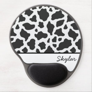 Cow Animal Print Custom Cursive Name Gel Mouse Pad