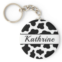 Cow Animal Print Name Keychain