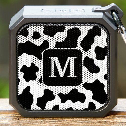 Cow Animal Print Spotted Black  White Monogram Bluetooth Speaker