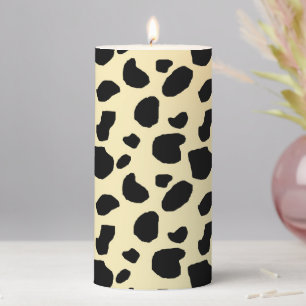 Cow Animal Skin Colour Pattern Design Pillar Candle