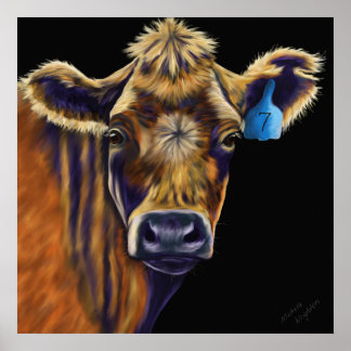 Cow Art - Lucky Number Seven Poster