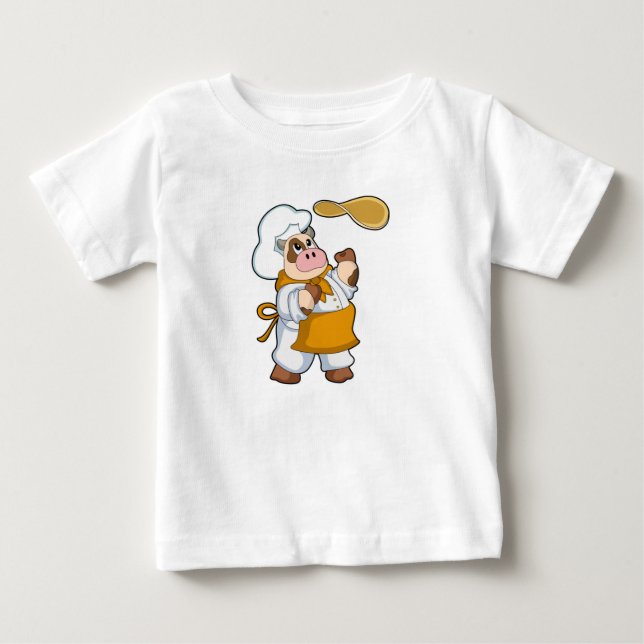 Cow as Cook with Dough Baby T-Shirt (Front)