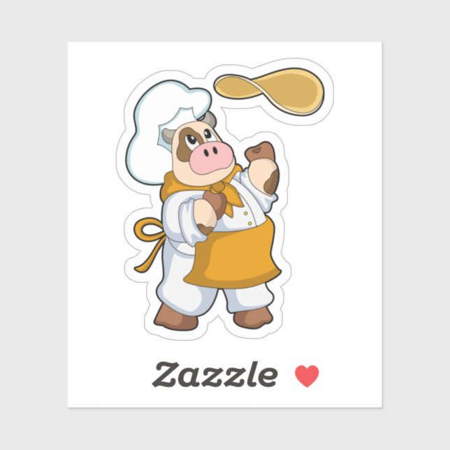 Cow as Cook with Dough Sticker (Sheet)