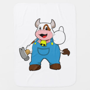 Cow as Craftsman with Hammer Baby Blanket