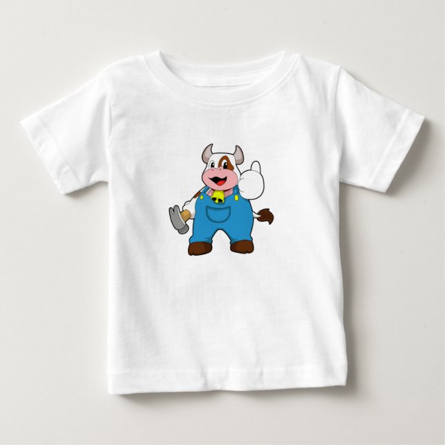 Cow as Craftsman with Hammer Baby T-Shirt (Front)