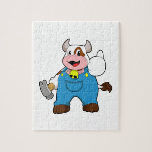 Cow as Craftsman with Hammer Jigsaw Puzzle