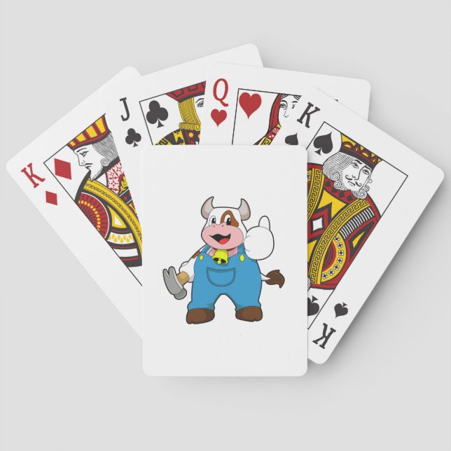 Cow as Craftsman with Hammer Poker Cards (Back)