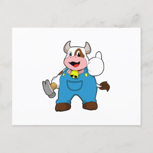 Cow as Craftsman with Hammer Postcard