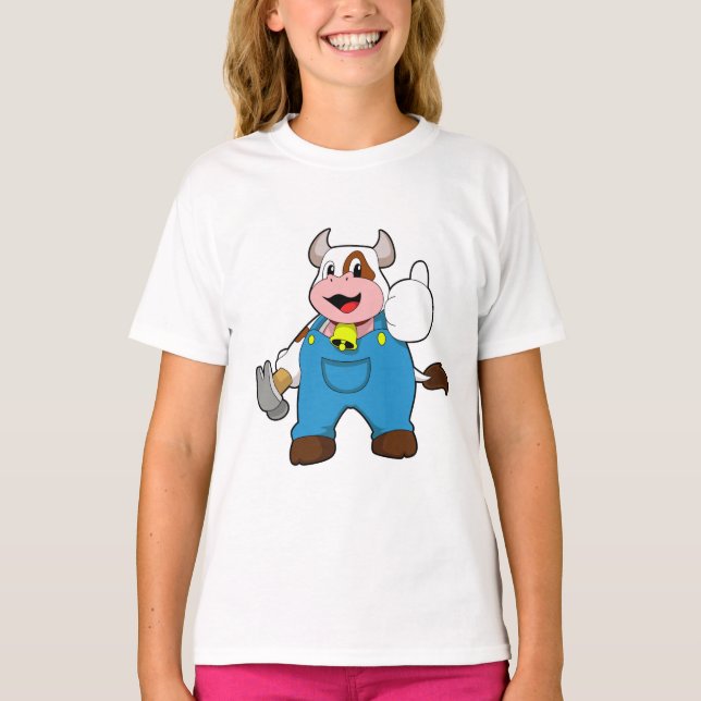 Cow as Craftsman with Hammer T-Shirt (Front)
