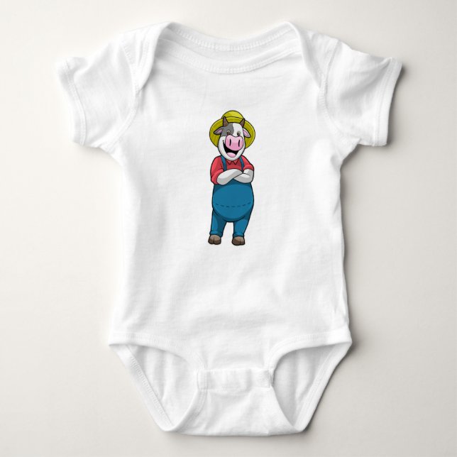Cow as Farmer with Hat Baby Bodysuit (Front)