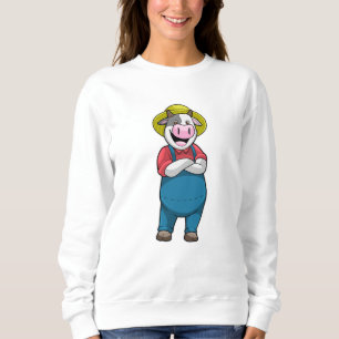 Cow as Farmer with Hat Sweatshirt