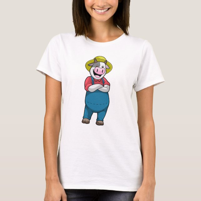Cow as Farmer with Hat T-Shirt (Front)