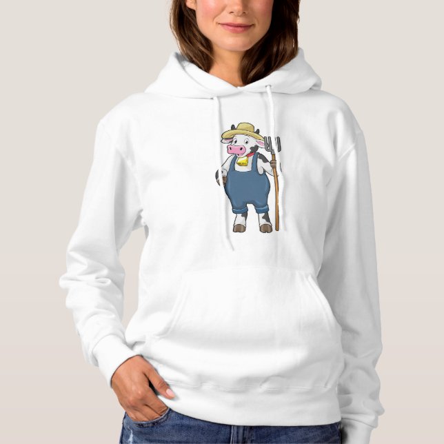 Cow as Farmer with Pitchfork Hoodie (Front)