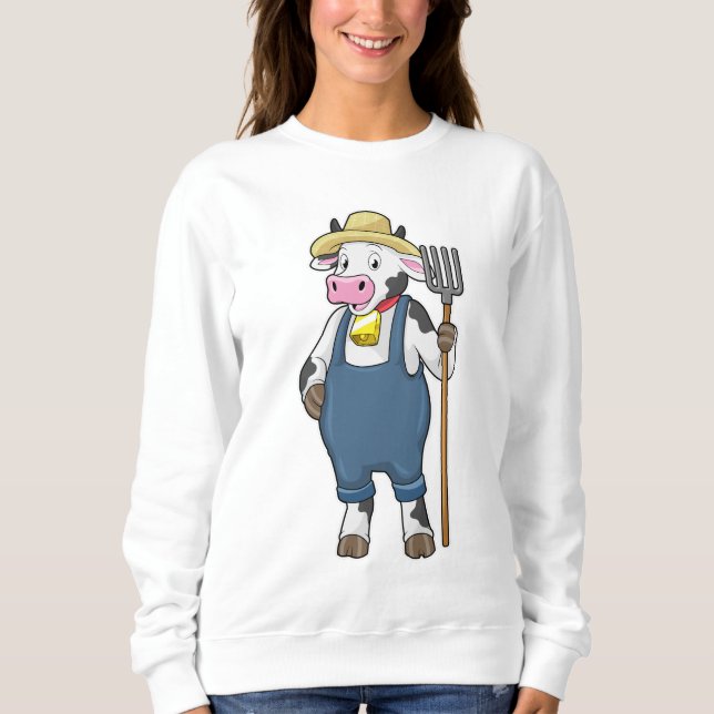 Cow as Farmer with Pitchfork Sweatshirt (Front)