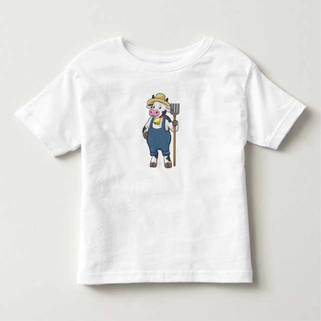 Cow as Farmer with Pitchfork Toddler T-shirt (Front)