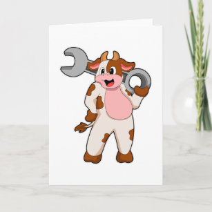 Cow as Mechanic with Wrench Card