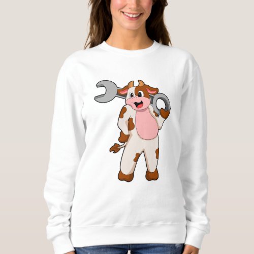 Cow as Mechanic with Wrench Sweatshirt