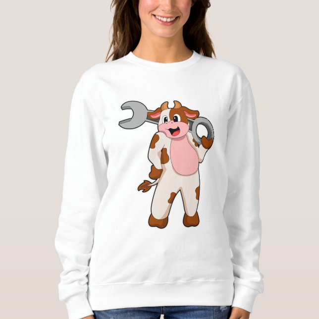 Cow as Mechanic with Wrench Sweatshirt (Front)