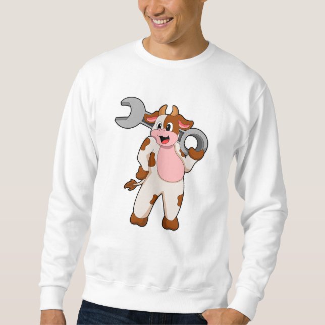 Cow as Mechanic with Wrench Sweatshirt (Front)