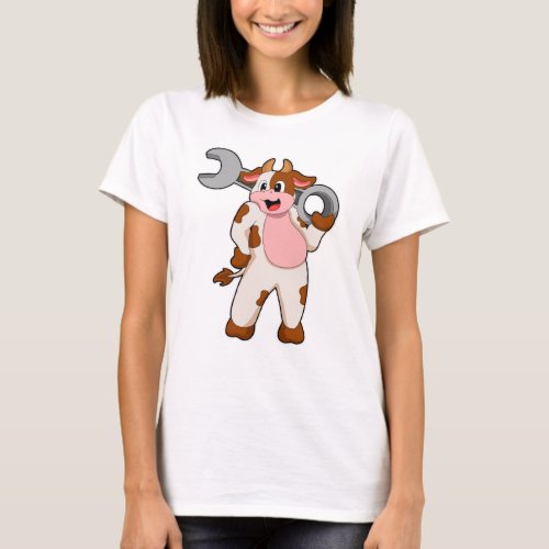 Cow as Mechanic with Wrench T_Shirt