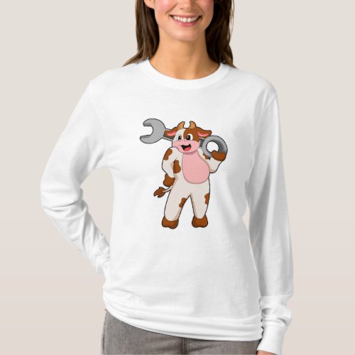 Cow as Mechanic with Wrench T_Shirt