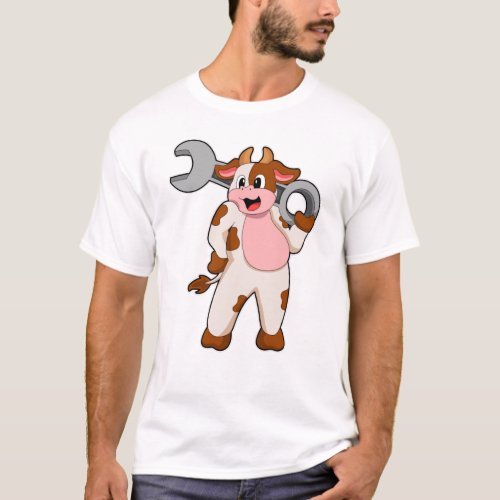 Cow as Mechanic with Wrench T_Shirt