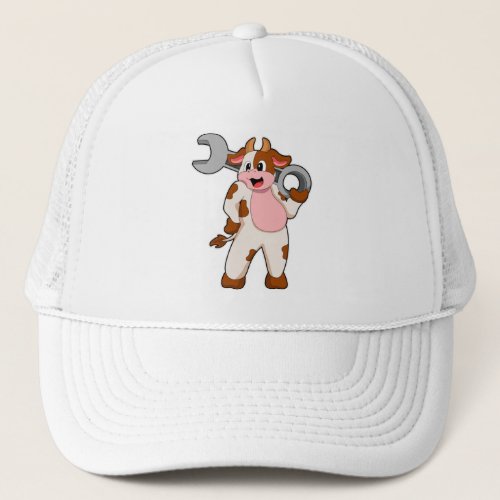 Cow as Mechanic with Wrench Trucker Hat