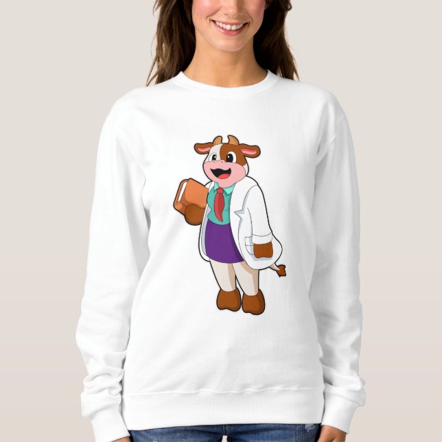 Cow as Nurse with Book Sweatshirt (Front)