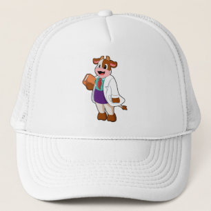 Cow as Nurse with Book Trucker Hat