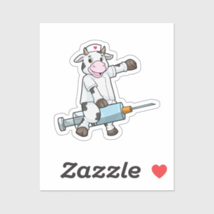Cow as Nurse with Heart & Syringe Sticker