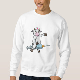 Cow as Nurse with Heart & Syringe Sweatshirt