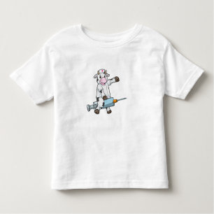 Cow as Nurse with Heart & Syringe Toddler T-shirt