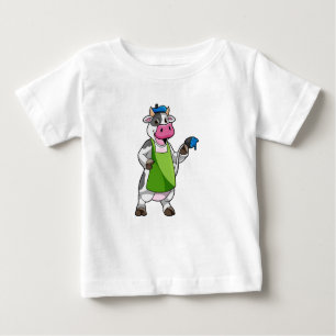 Cow as Painter with Paint & Apron Baby T-Shirt