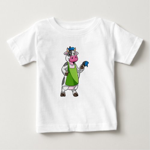 Cow as Painter with Paint  Apron Baby T_Shirt