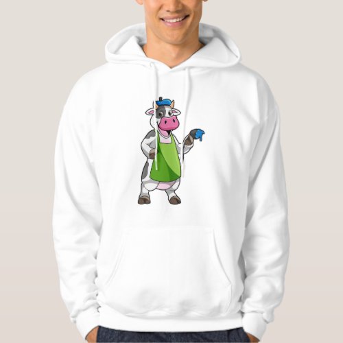 Cow as Painter with Paint  Apron Hoodie