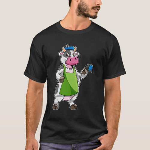 Cow as Painter with Paint  Apron T_Shirt