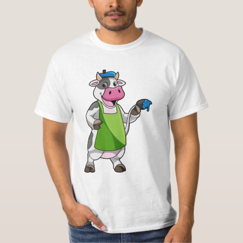 Cow as Painter with Paint  Apron T_Shirt