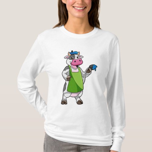 Cow as Painter with Paint  Apron T_Shirt