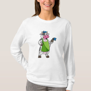 Cow as Painter with Paint & Apron T-Shirt