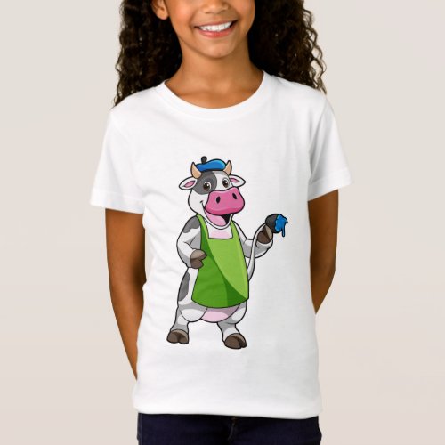 Cow as Painter with Paint  Apron T_Shirt