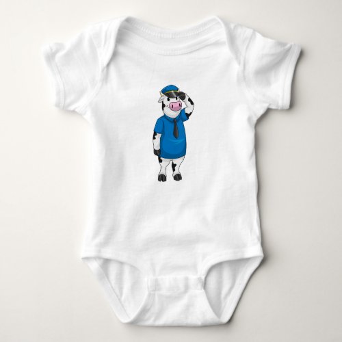 Cow as Police officer with Police hat Baby Bodysuit