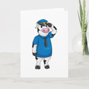 Cow as Police officer with Police hat Card