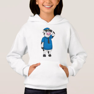 Cow as Police officer with Police hat Hoodie